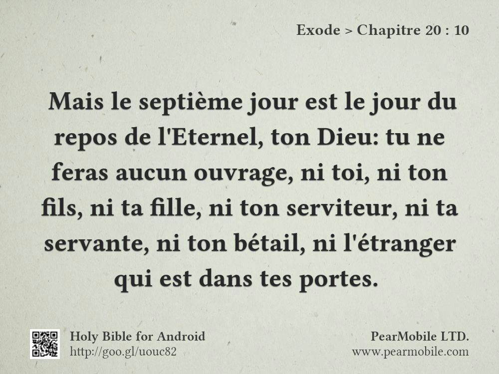 Exode, Chapitre 20:10